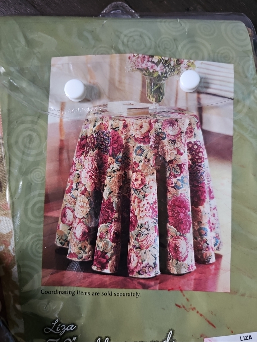 Vtg HomeTrends Cottagecore Floral Garden 70" Round Tablecloth Cotton Blend New